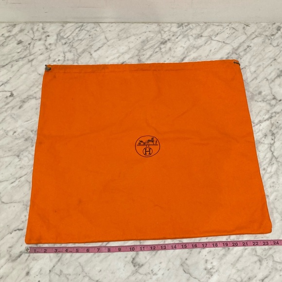 Hermes Classic Orange Large Drawstring Storage Dust Bag Horse Carriage Authentic - Picture 8 of 8